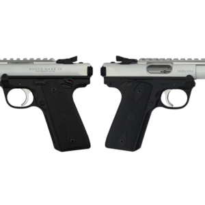 Close-up of Ruger Mark IV pistols on white background
