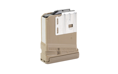Tan detachable rifle magazine isolated on white background