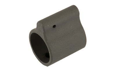 Black cylindrical firearm gas block component