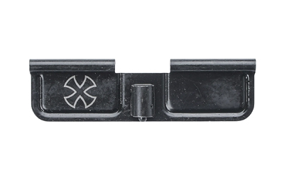 Black plastic mounting clip with cross-shaped logo