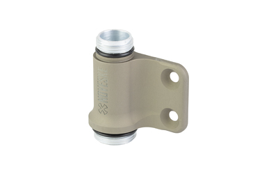 Beige metal hinge with two mounting holes