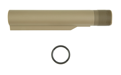 Tan threaded pipe fitting with black O-ring