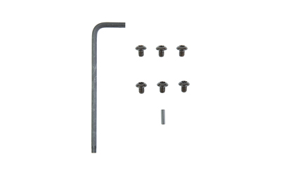 Allen wrench, six screws, and metal pin