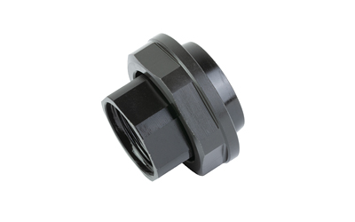 Black plastic threaded cable gland fitting
