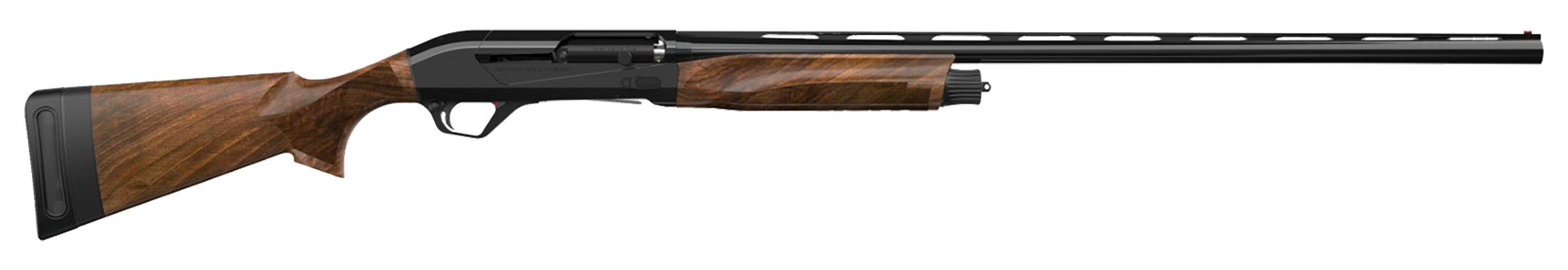 Side view of a wood-stock semi-automatic shotgun