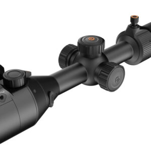 Black thermal rifle scope with adjustment turrets
