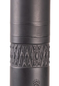 Black cylindrical metal animal paw print device
