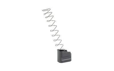 Black electronic device with long coiled wire antenna