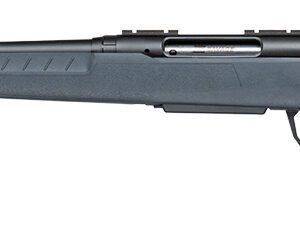 Black bolt-action hunting rifle with synthetic stock