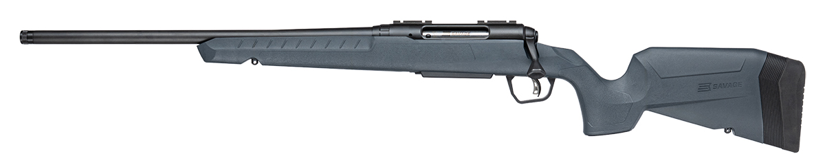Black bolt-action hunting rifle with synthetic stock