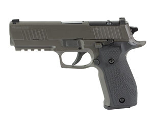 Gray semi-automatic handgun isolated on white background