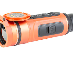 Orange handheld thermal monocular with black eyepiece
