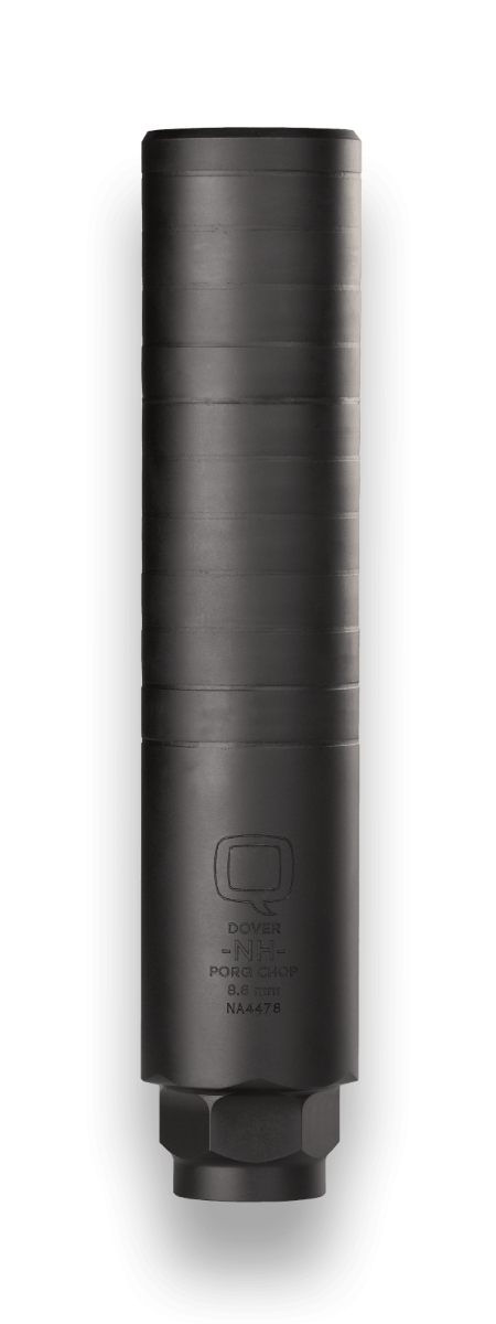 Q Porq Chop 8.6 Blackout Suppressor, Stainless Steel, Black Nitride