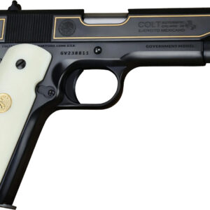 Commemorative Colt .38 pistol with ivory-colored grips