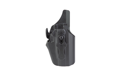 Black molded holster with retention adjustment screw