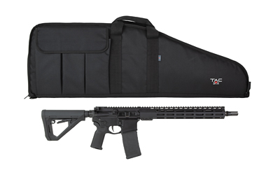 Black rifle case above a modern tactical rifle