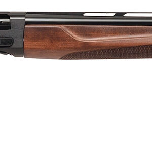 Wood-stock semi-automatic shotgun shown in side profile