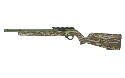 Camouflage-patterned semi-automatic hunting shotgun side view