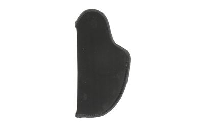 Black curved holster-like accessory on white background