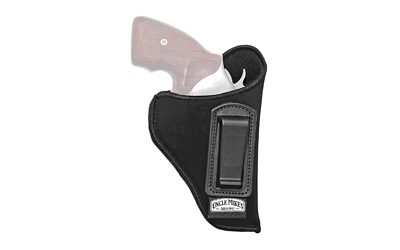 Black inside-the-waistband holster holding a revolver