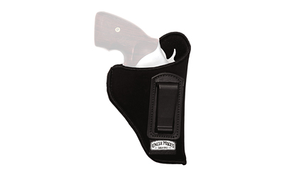 Black ankle holster holding a concealed handgun